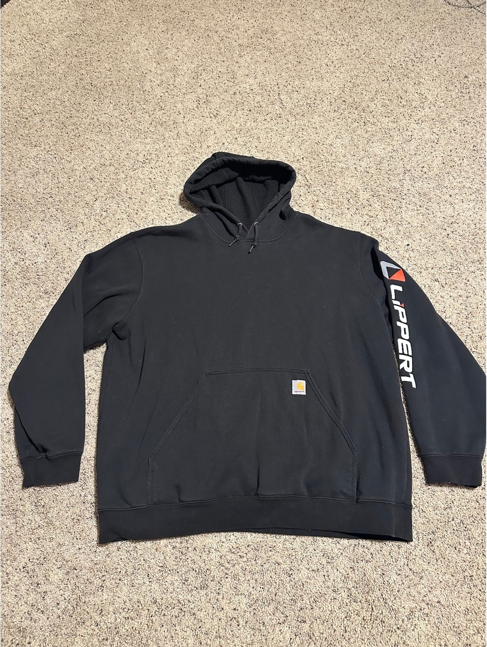 Carhartt 2XL Loose Fit Black Hoodie with Lippert Sleeve Logo